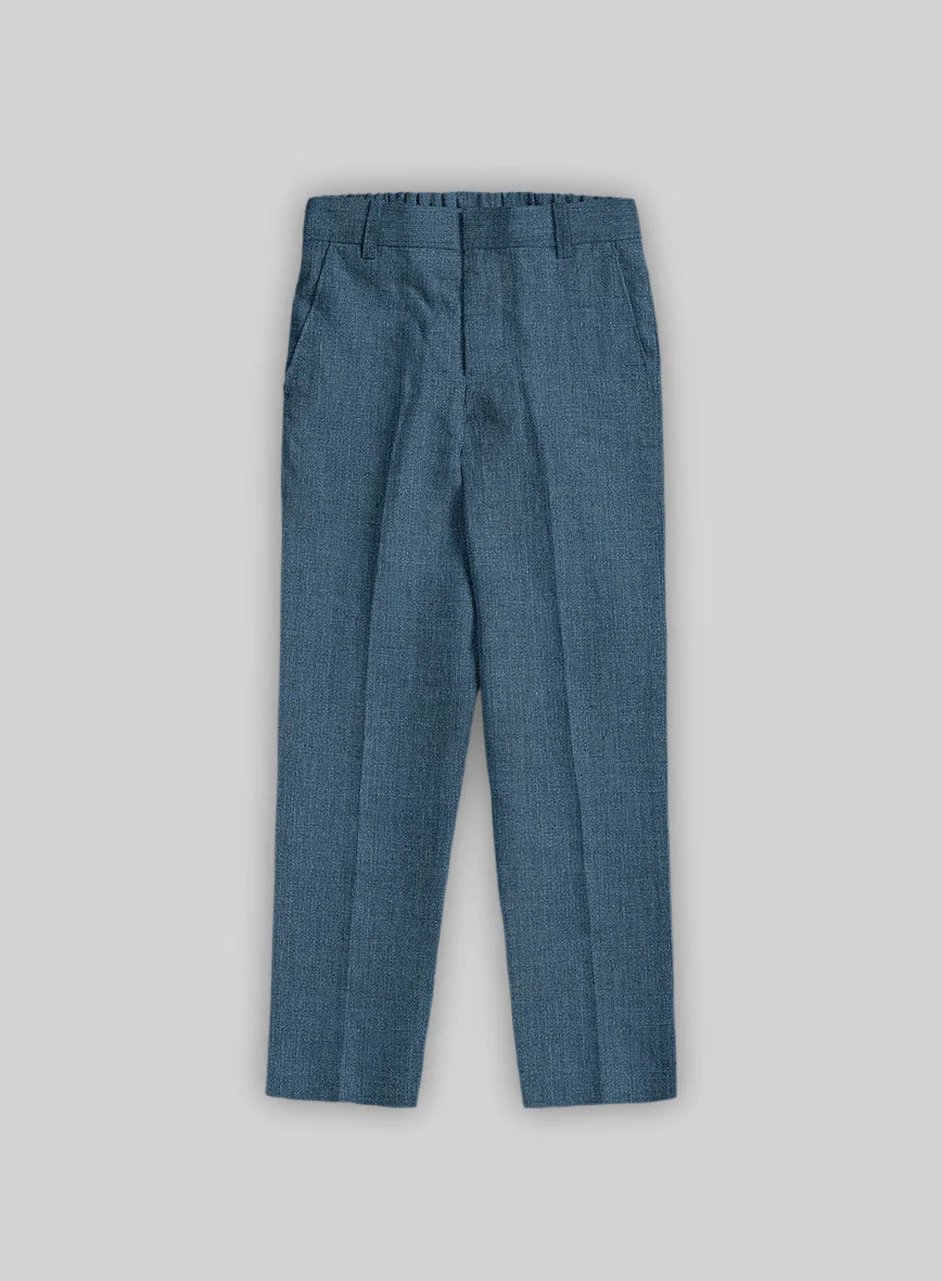 Indigo Blue Linen Boys Suit - Image 3