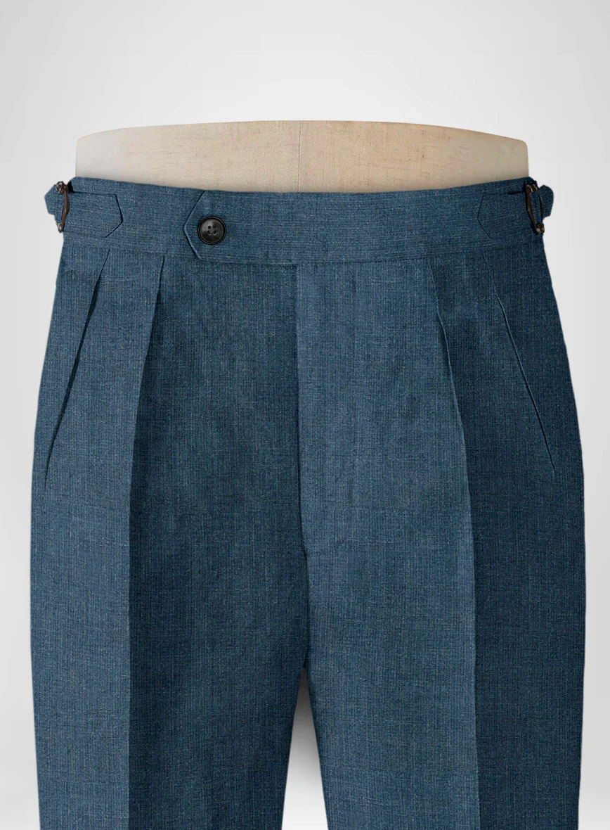 Indigo Blue Linen Highland Trousers - Image 2