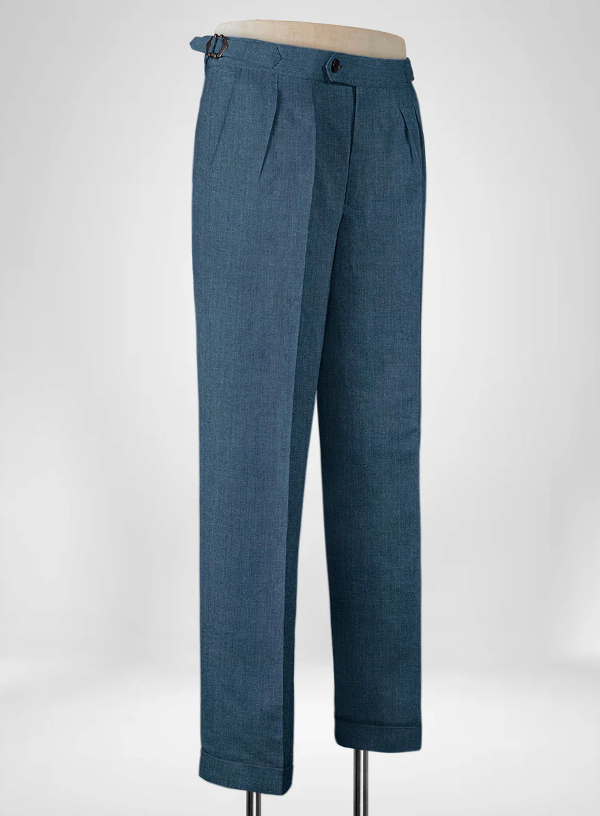 Indigo Blue Linen Highland Trousers - Image 4