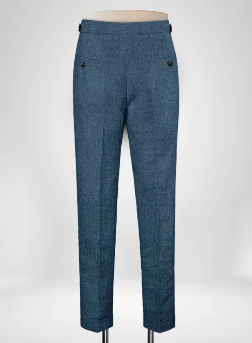 Indigo Blue Linen Highland Trousers - Image 5