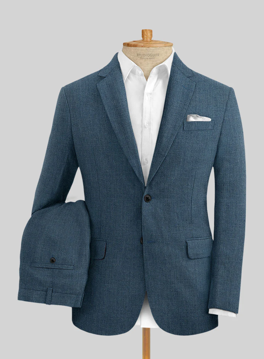 Indigo Blue Linen Suit - Image 2