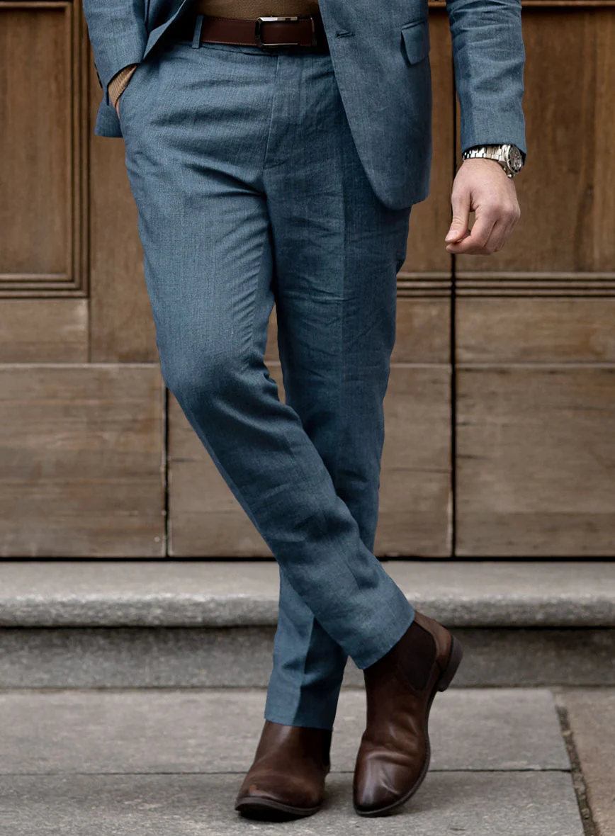 Indigo Blue Linen Suit - Image 6