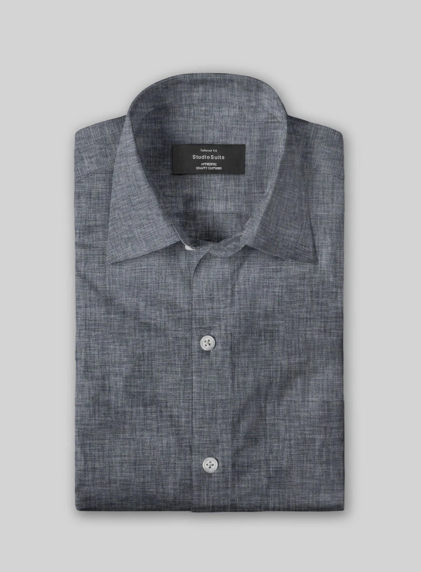Indigo Chambray Cotton Shirt - Image 2