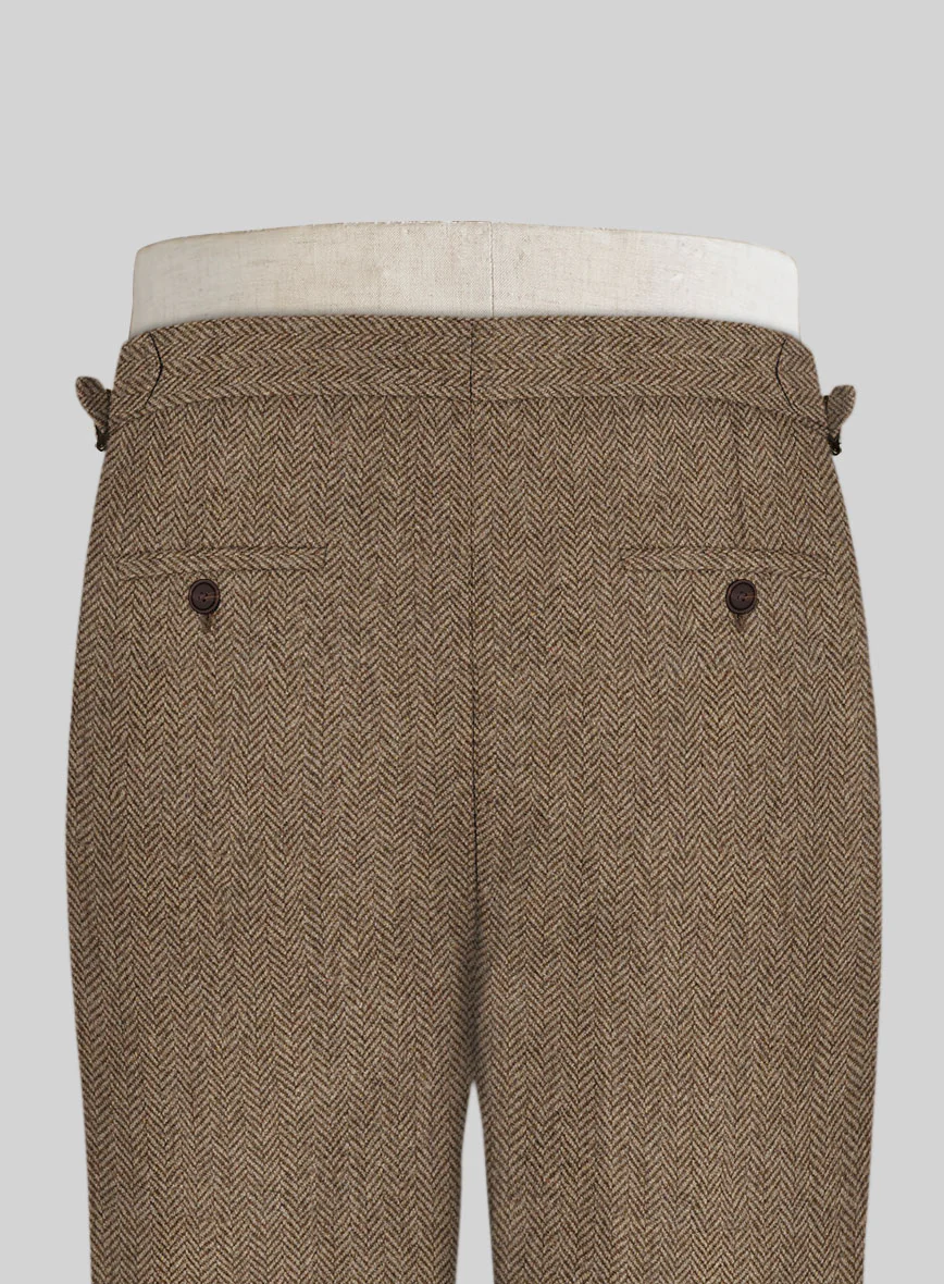 Irish Brown Herringbone Tweed Highland Trousers - Image 2