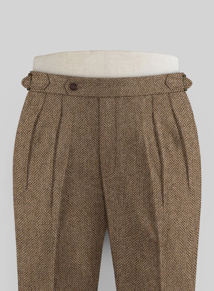 Irish Brown Herringbone Tweed Highland Trousers - Image 3