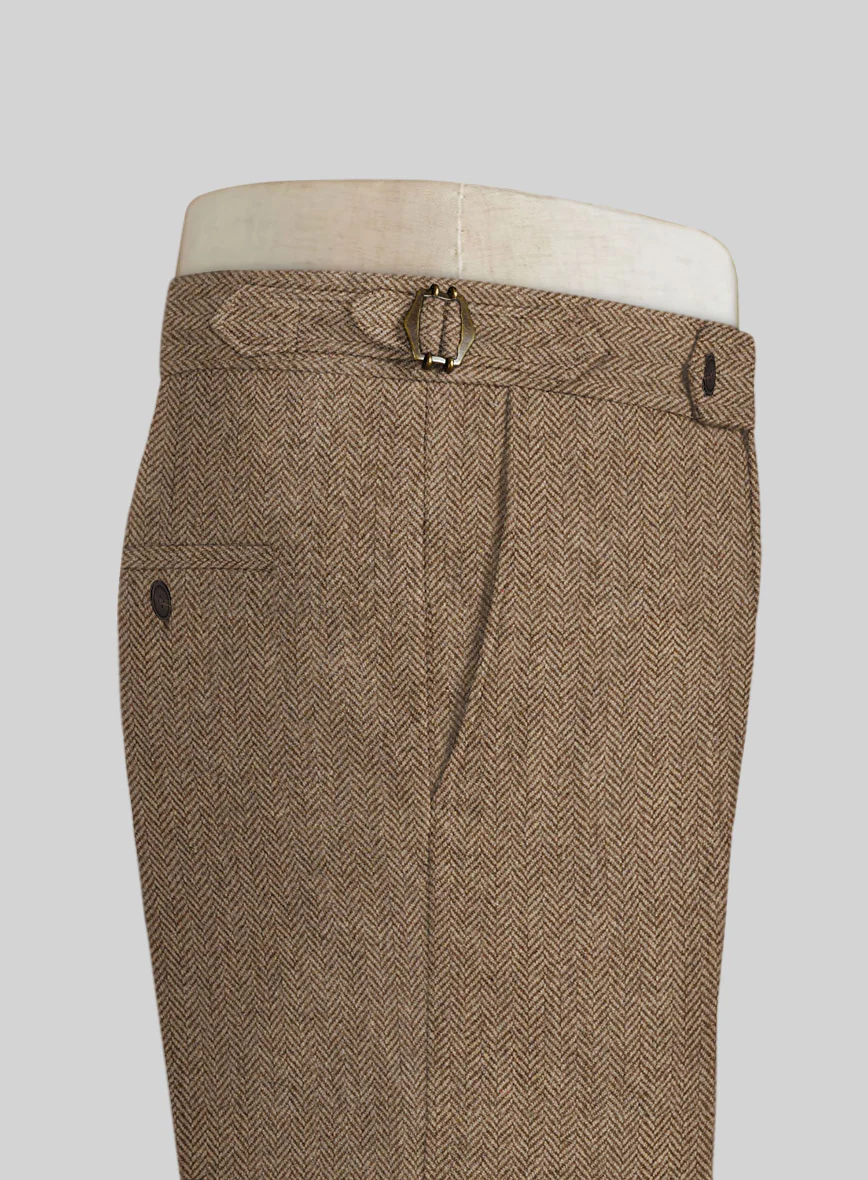 Irish Brown Herringbone Tweed Highland Trousers - Image 4