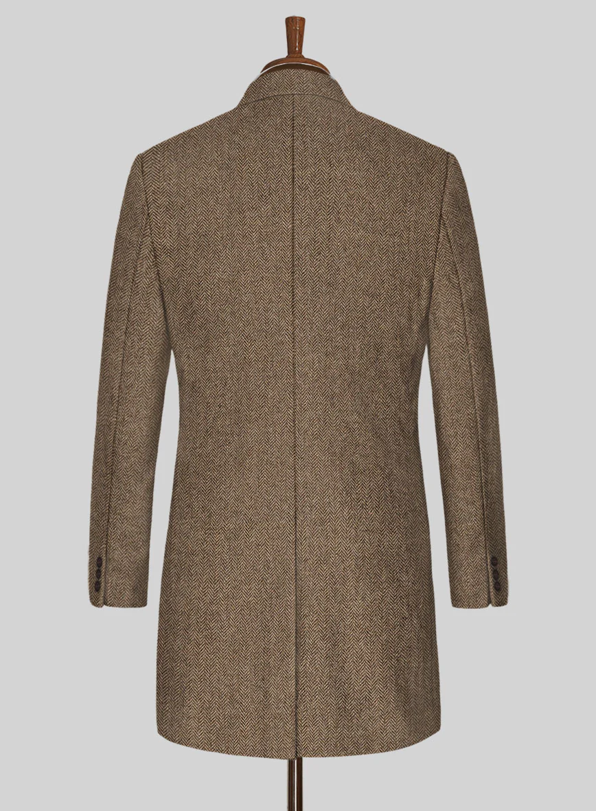Irish Brown Herringbone Tweed Overcoat - Image 3