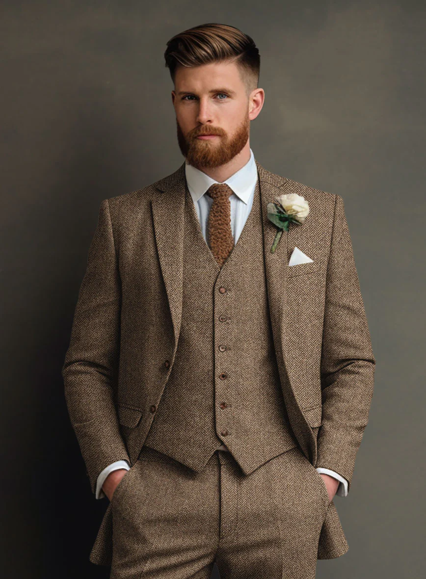 Irish Brown Herringbone Tweed Suit - Image 4