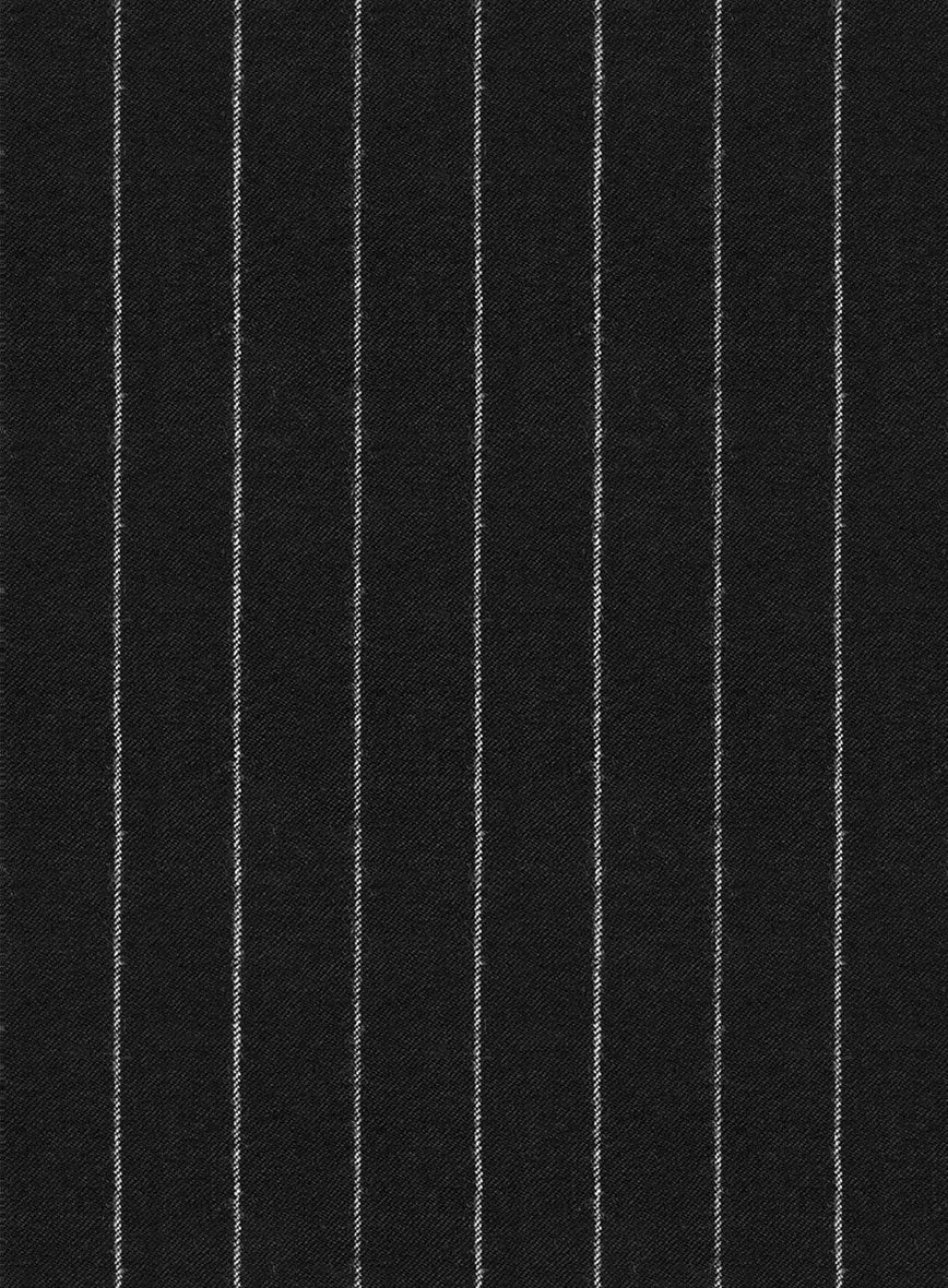 Italian Afito Black Chalkstripe Flannel Jacket - Image 3