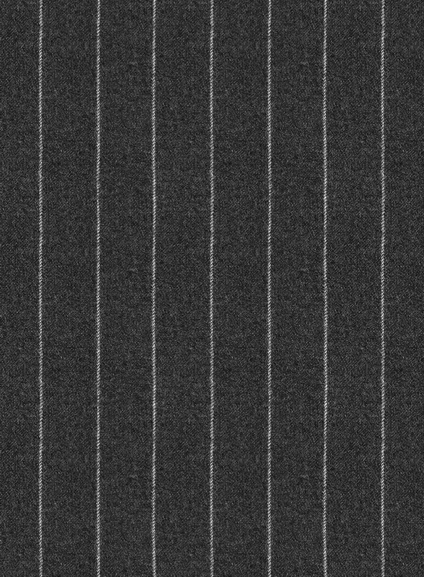 Italian Afito Dark Gray Chalkstripe Flannel Pants - Image 3