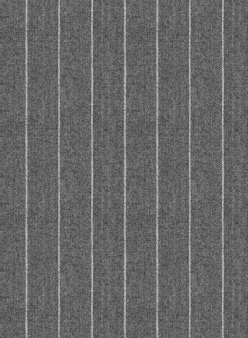 Italian Afito Gray Chalkstripe Flannel Pants - Image 3