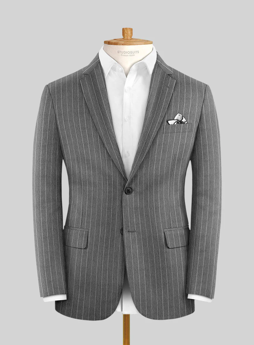 Italian Afito Gray Chalkstripe Flannel Suit - Image 3