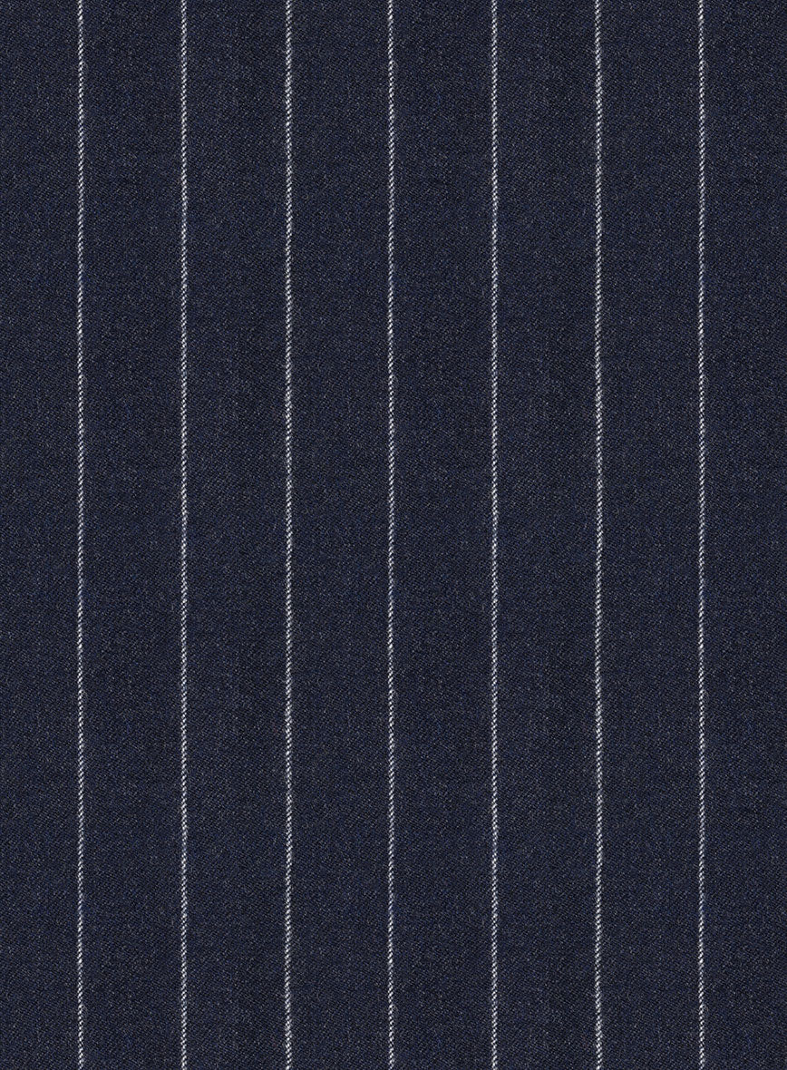 Italian Afito Indigo Blue Chalkstripe Flannel Jacket - Image 3