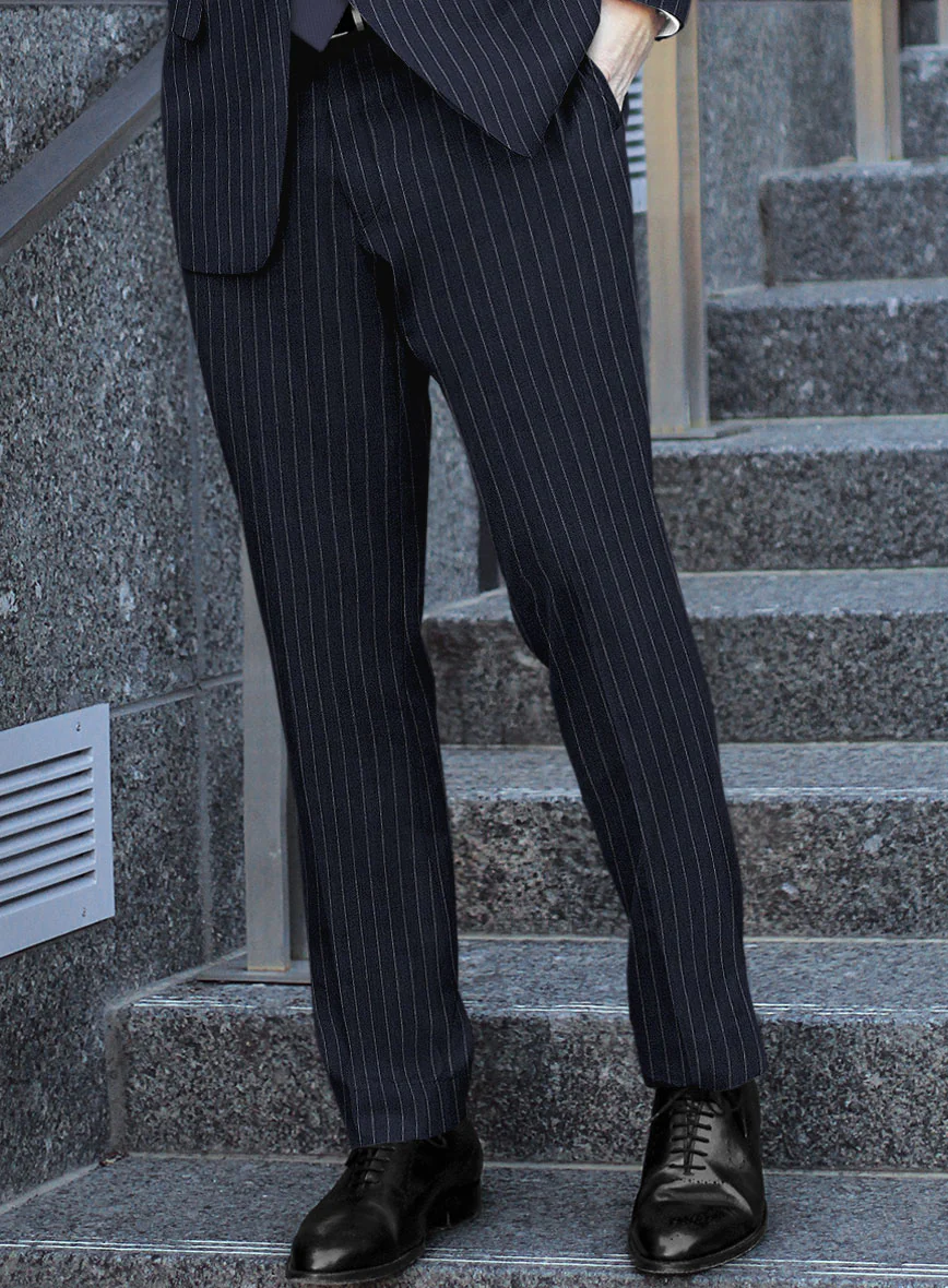 Italian Afito Indigo Blue Chalkstripe Flannel Suit - Image 5