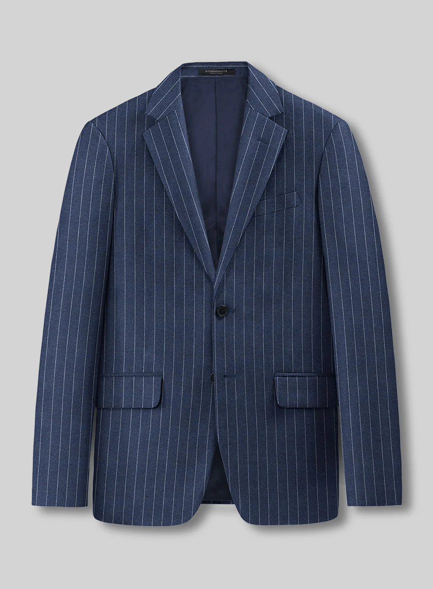Italian Afito Royal Blue Chalkstripe Flannel Suit - Image 3