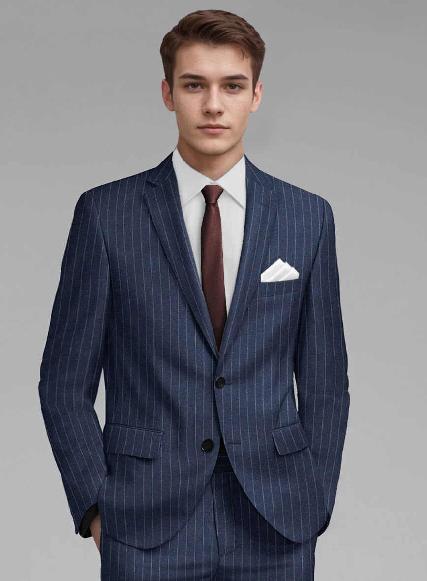 Italian Afito Royal Blue Chalkstripe Flannel Suit - Image 4
