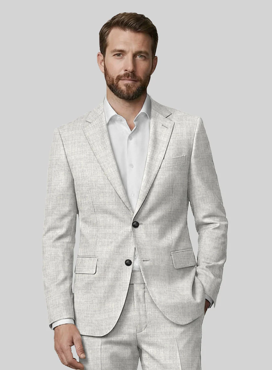 Italian Aime Ivory Gray Wool Jacket - Image 2