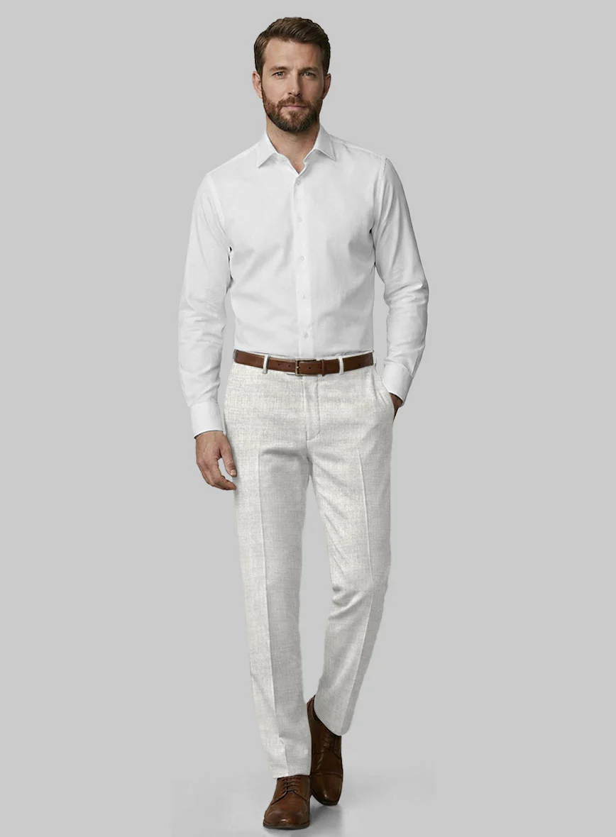 Italian Aime Ivory Gray Wool Pants - Image 3