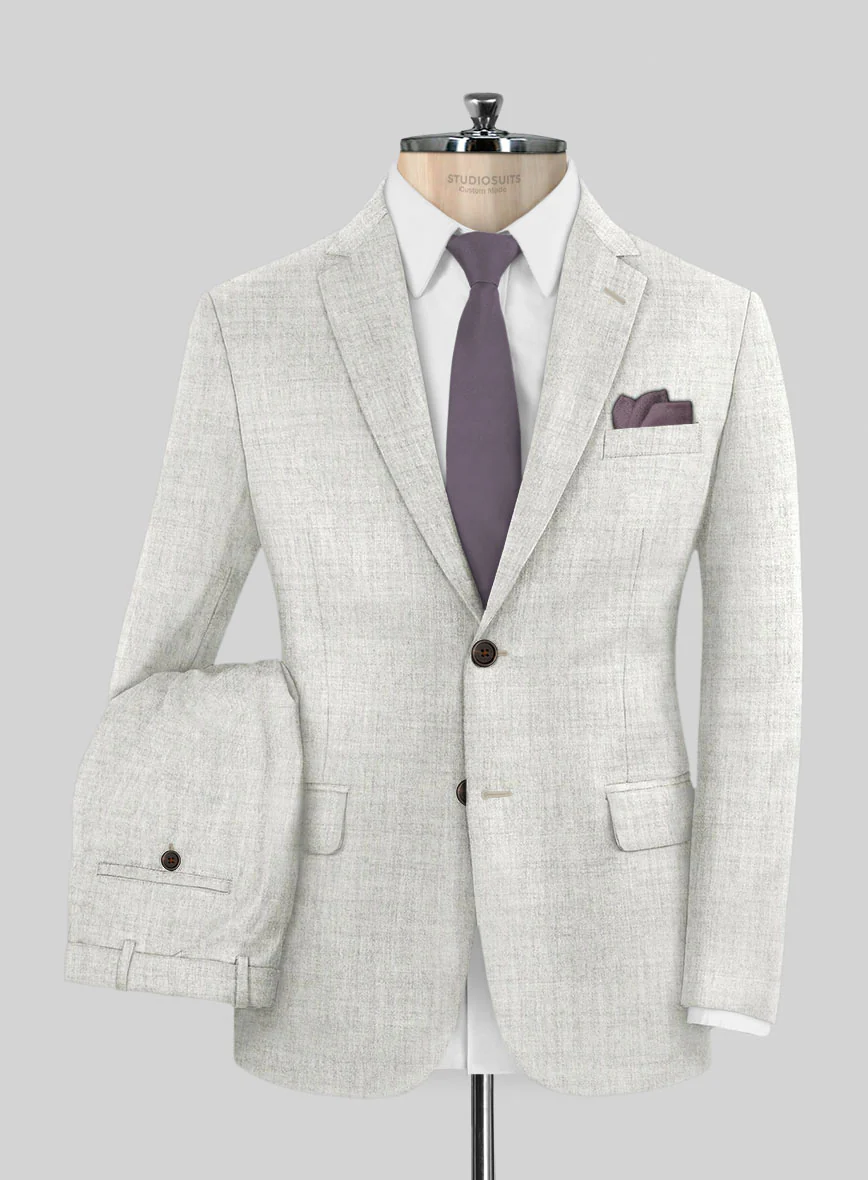 Italian Aime Ivory Gray Wool Suit - Image 2