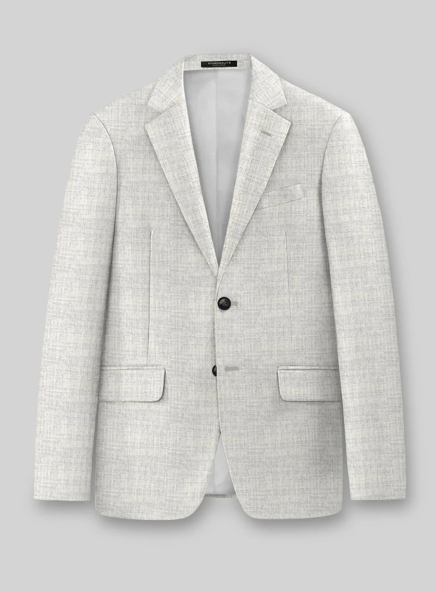 Italian Aime Ivory Gray Wool Suit - Image 3