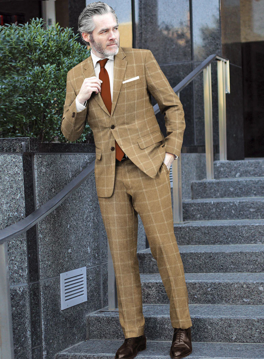 Italian Anbino Camel Brown Wool Suit - Image 2