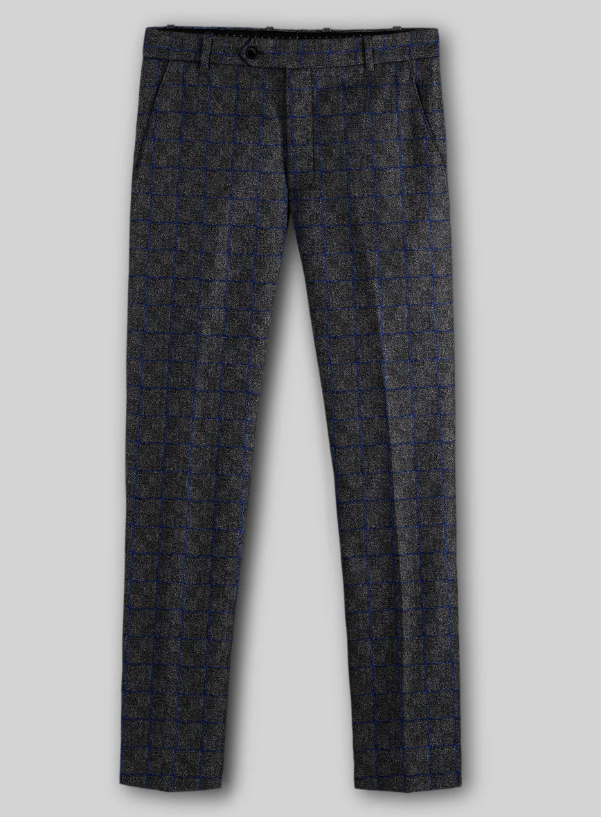Italian Ashen Blue Check Tweed Pants - Image 2