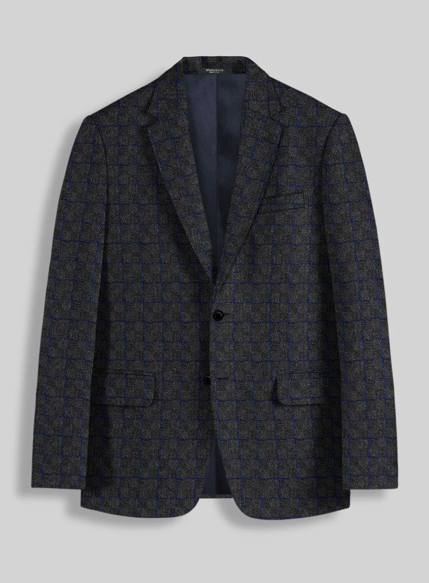 Italian Ashen Blue Check Tweed Suit - Image 2
