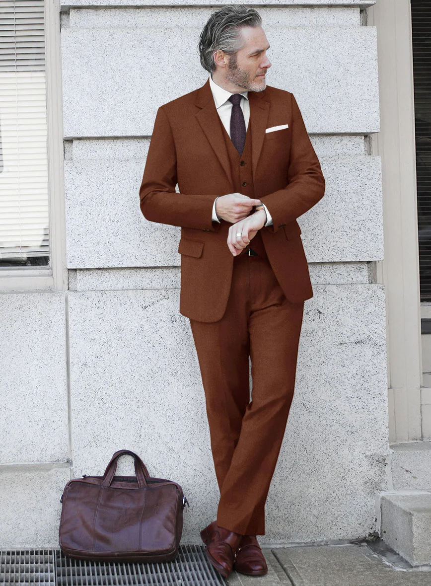 Italian Atiero Brown Wool Suit - Image 2