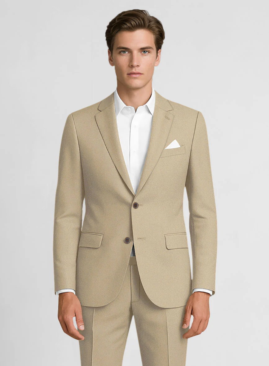 Italian Beige Cotton Stretch Jacket - Image 2