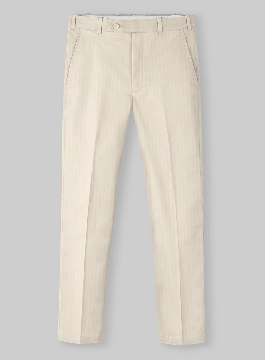 Italian Beige Herringbone Cotton Suit - Image 5