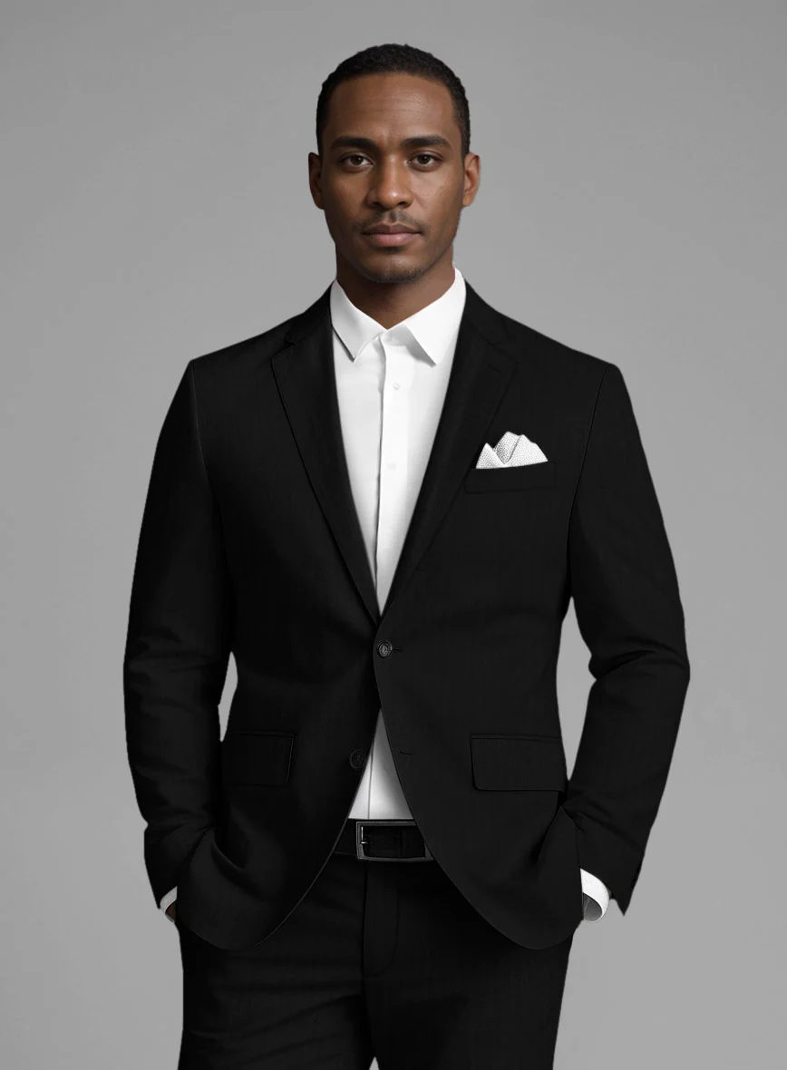 Italian Black Herringbone Cotton Jacket - Image 2