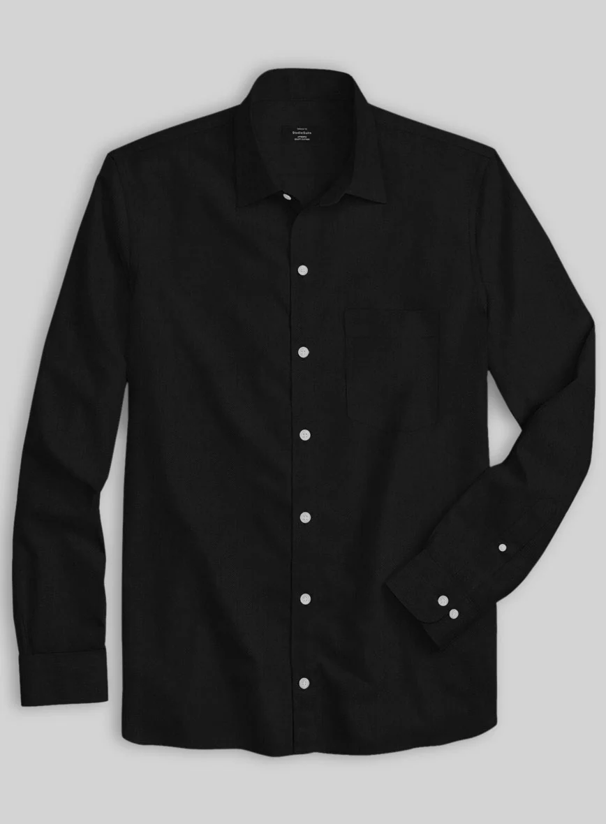 Italian Black Herringbone Shirt - Image 2