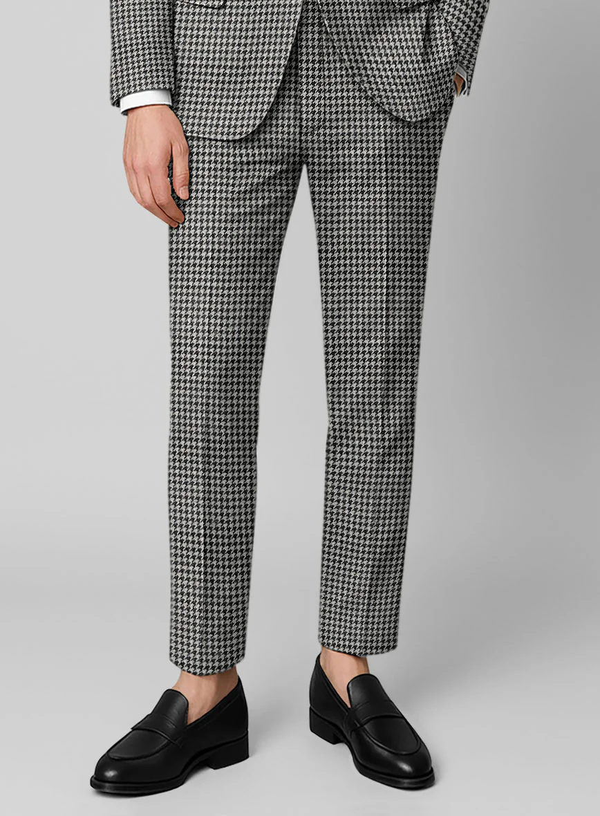Italian Black & White Houndstooth Tweed Pants - Image 3