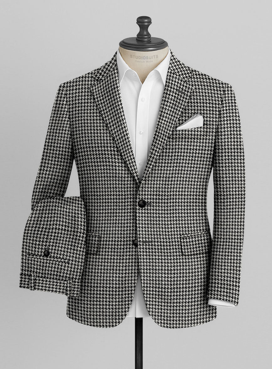 Italian Black & White Houndstooth Tweed Suit - Image 2