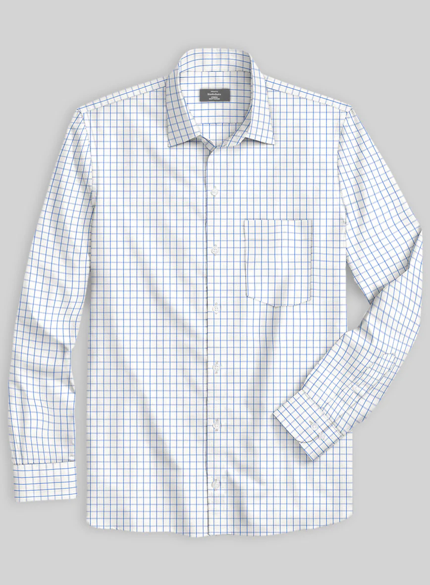 Italian Blue Checkered Shirt - Image 2