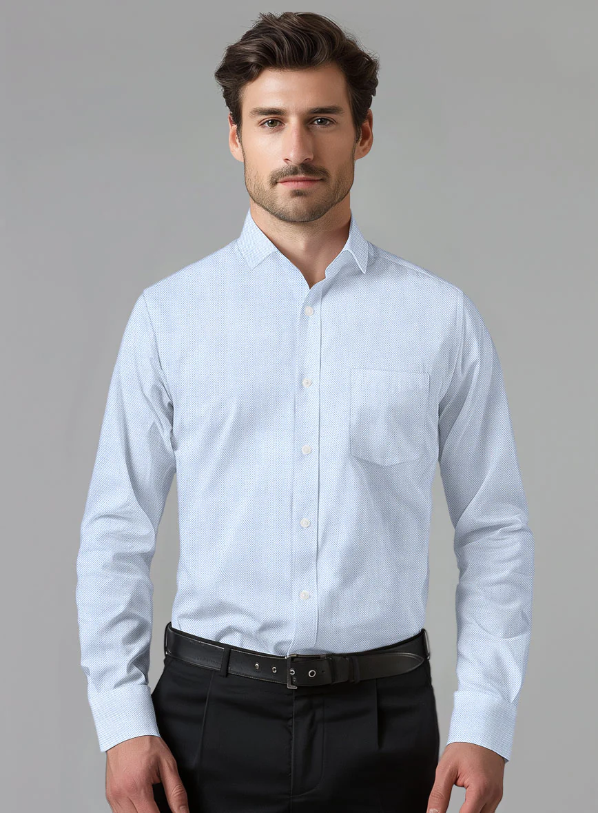 Italian Blue Diamond Grid Shirt - Image 3