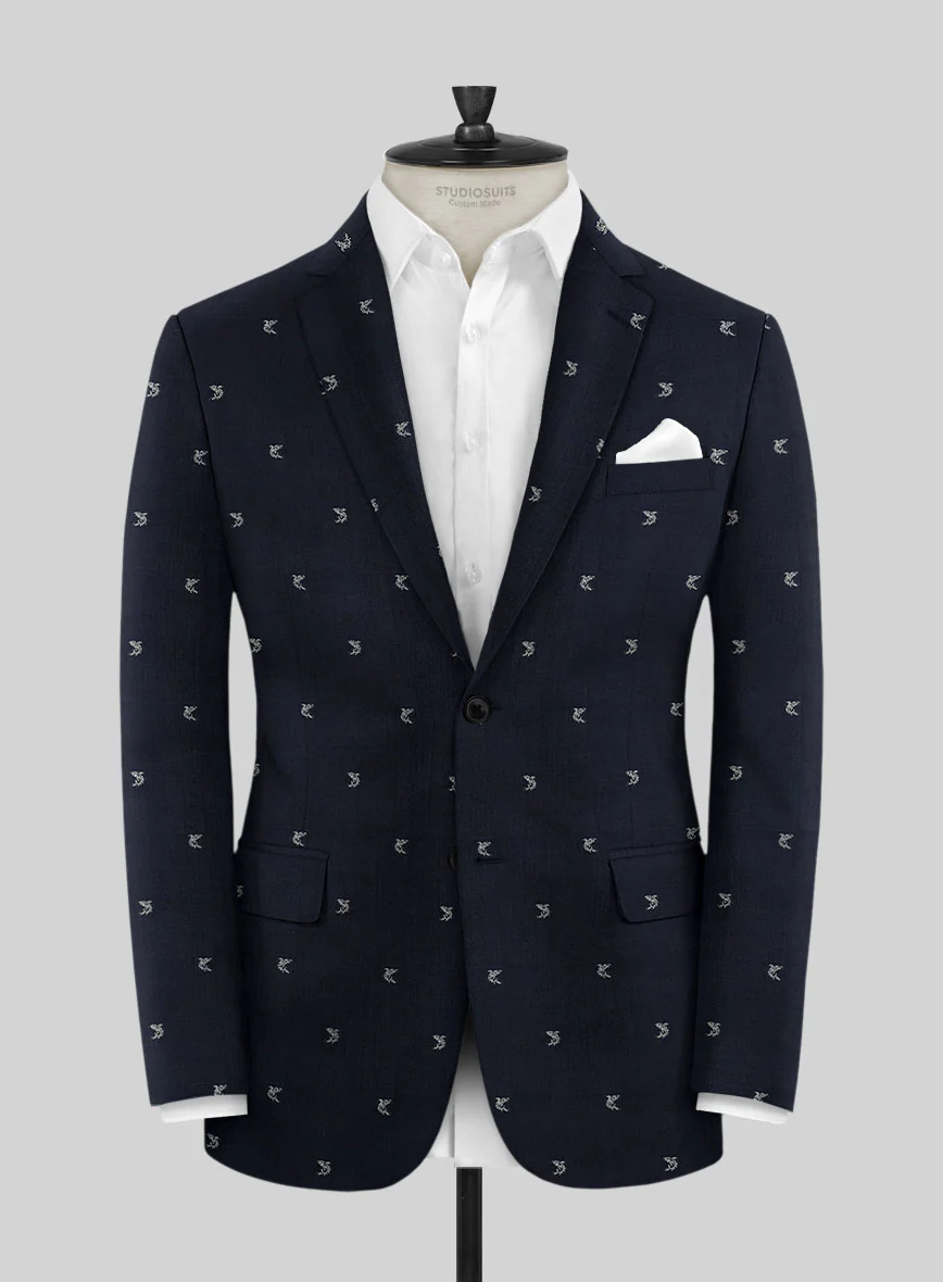 Italian Blue Fish Wool Suit - Image 2