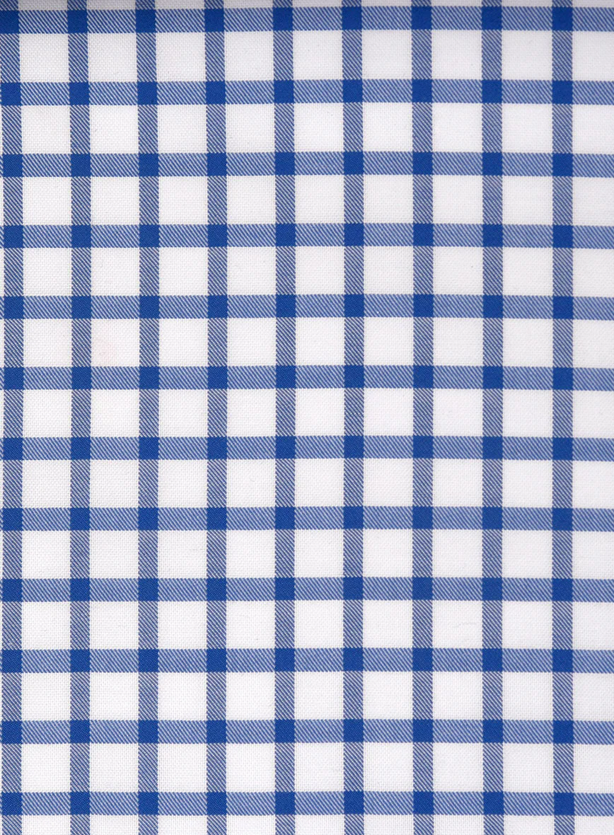Italian Blue Gingham Check Shirt - Image 3