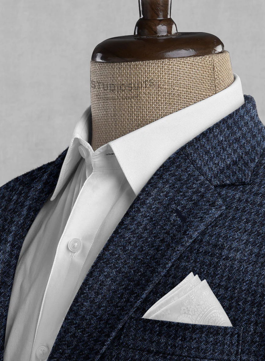 Italian Blue Houndstooth Tweed Jacket - Image 2