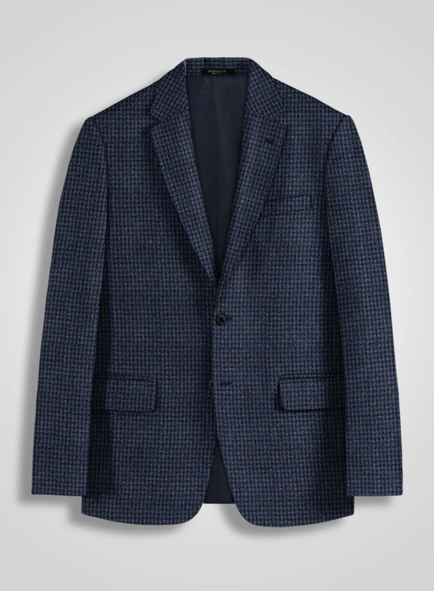 Italian Blue Houndstooth Tweed Suit - Image 3