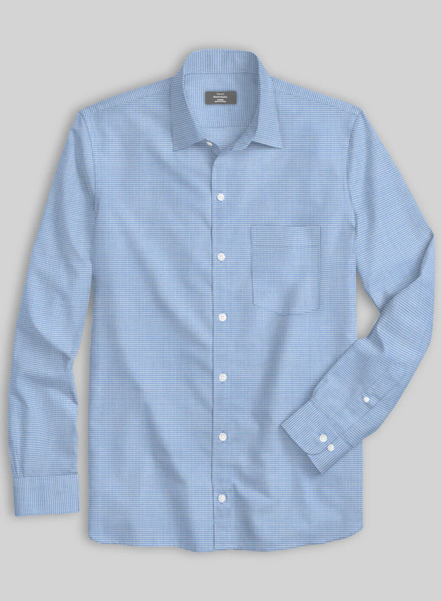 Italian Blue Mini Stripe Shirt - Image 2