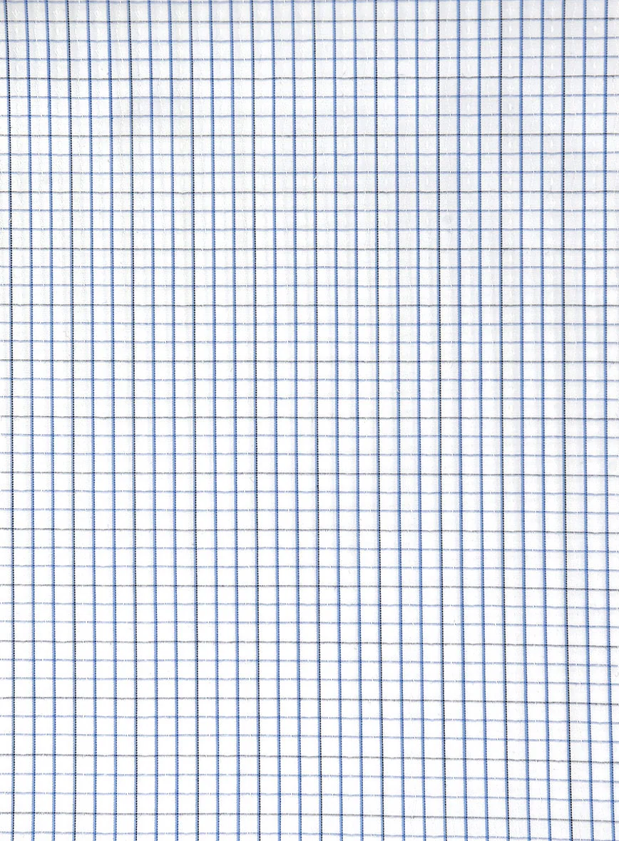 Italian Blue Windowpane Shirt - Image 3
