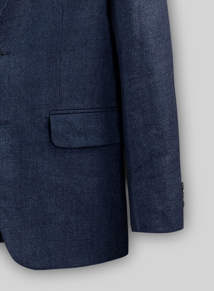 Italian Brandy Blue Linen Jacket - 42R - Image 3