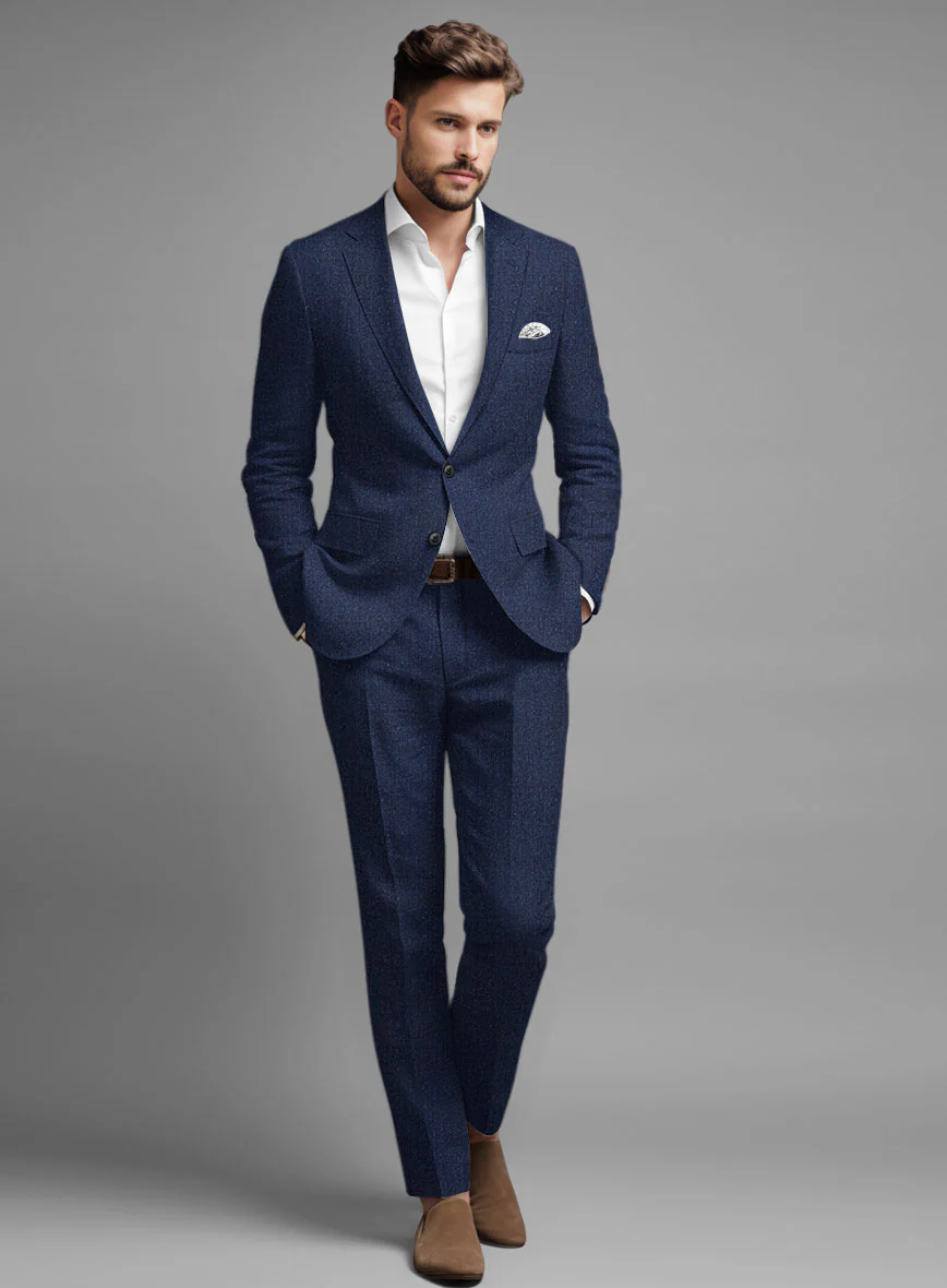 Italian Brandy Blue Linen Suit - Image 2