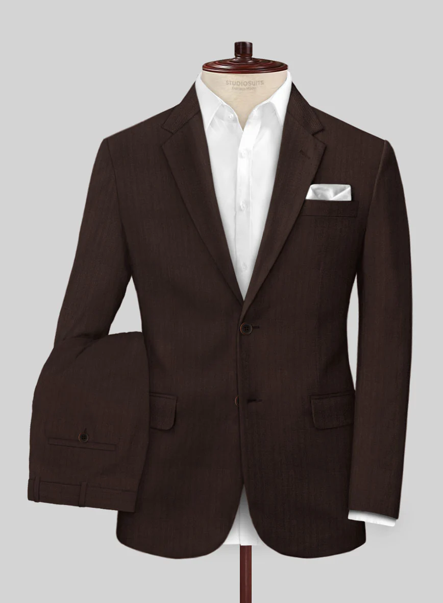 Italian Brown Herringbone Cotton Suit - Image 2