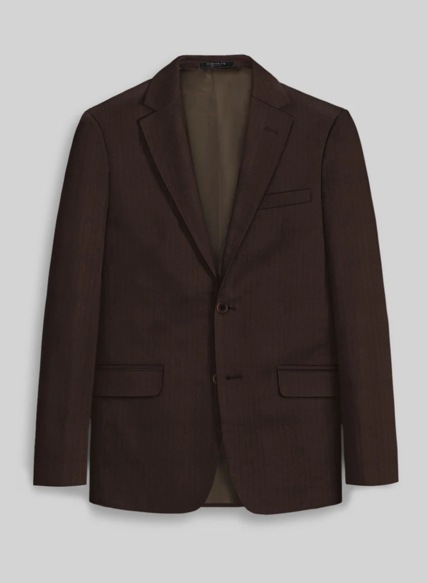 Italian Brown Herringbone Cotton Suit - Image 3