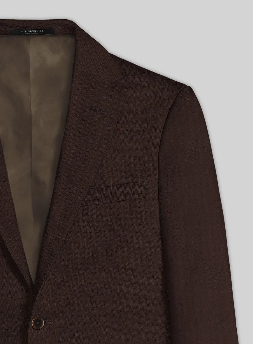 Italian Brown Herringbone Cotton Suit - Image 5