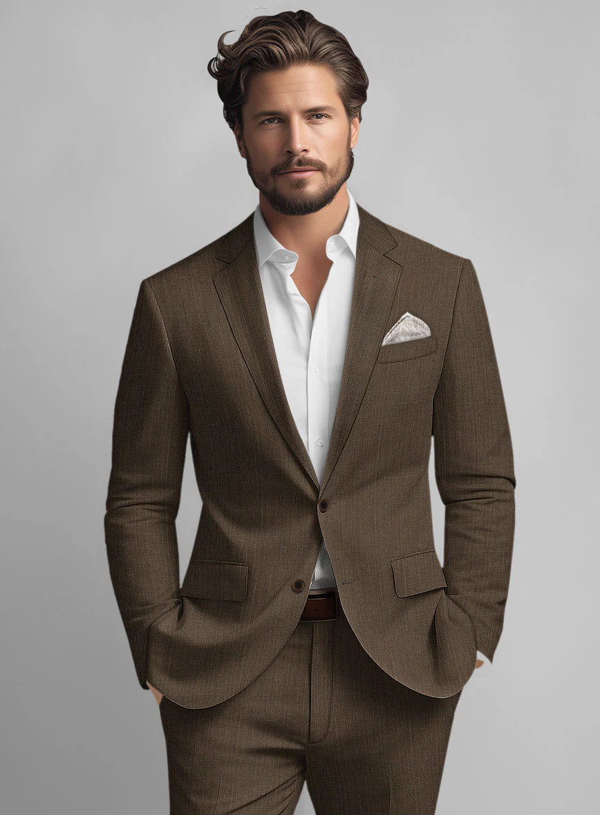 Italian Brown Linen Suit - Image 4
