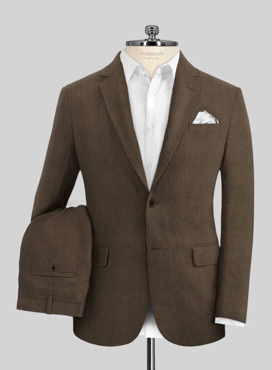 Italian Brown Linen Suit - Image 2