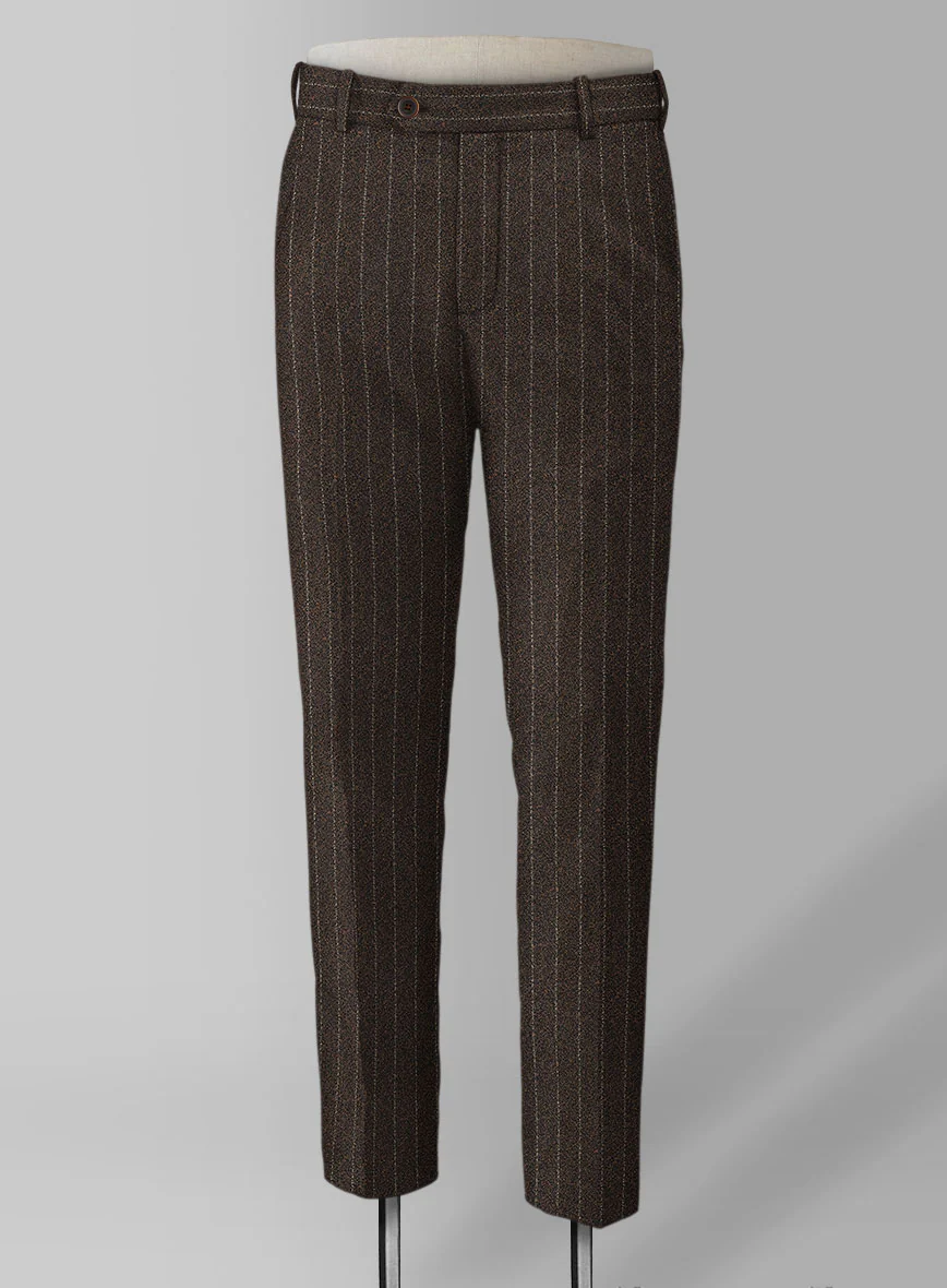 Italian Brown Stripe Clano Tweed Pants - Image 2
